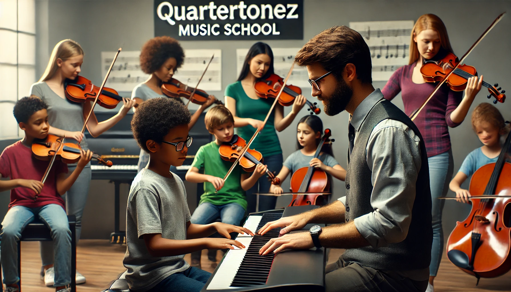 Suzuki method music lesson at Quartertonez Music school